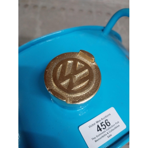 456 - Volkswagen metal petrol can. {35 cm H x 36 cm W x 14 cm D}.