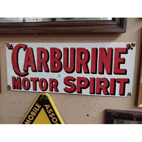 46 - Carburine Motor Spirit enamel advertising sign. {21 cm H x 61 cm W}.