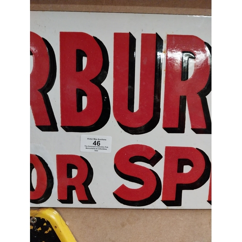 46 - Carburine Motor Spirit enamel advertising sign. {21 cm H x 61 cm W}.