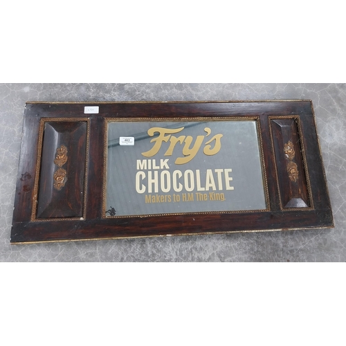 463 - Framed Fry's Milk Chocolate advertising mirror. {37 cm H x 81 cm W}.