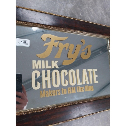 463 - Framed Fry's Milk Chocolate advertising mirror. {37 cm H x 81 cm W}.