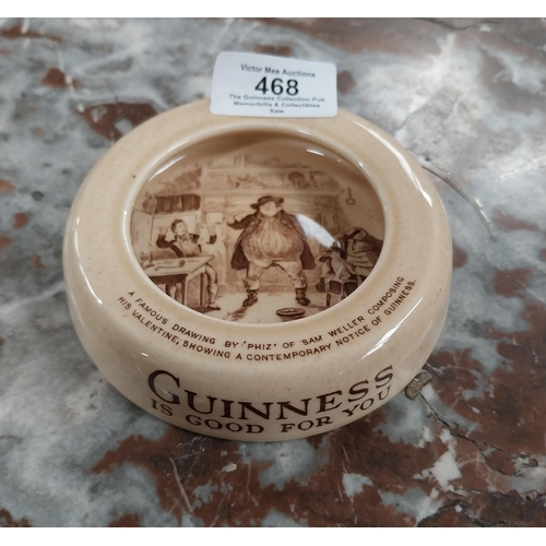 468 - Guinness Sam Weller ceramic advertising ashtray. {3 cm H x 11 cm Dia.}.