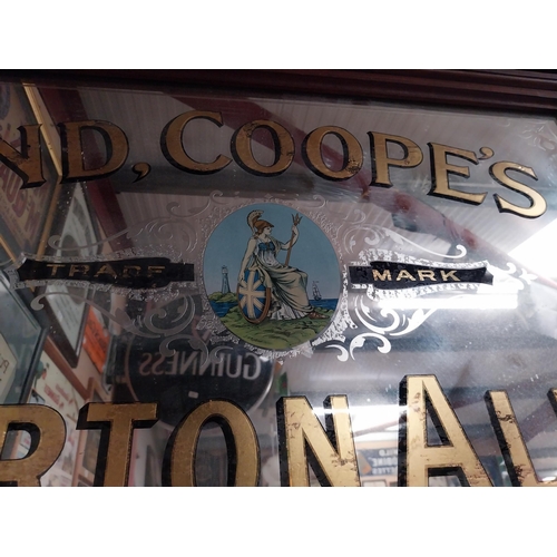 47 - Early 20th C. Ind Coope's Burtons Ales framed advertising mirror. {59 cm H x 86 cm W}.