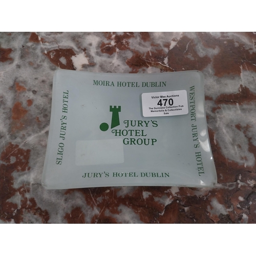 470 - Jury's Hotel Dublin Sligo Westport glass ashtray. {9 cm H x 12 cm W} and Jurys Hotel Corkscrew. {11 ... 