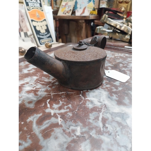 483 - Great Northern Railway metal oil can. {8 cm H x 20 cm W x 10 cm D}.