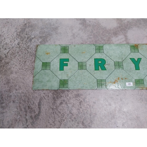 499 - Fry's enamel advertising sign {30 cm H x 42 cm W}.