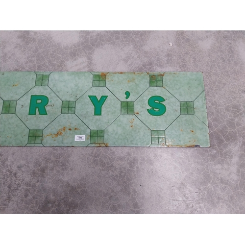 499 - Fry's enamel advertising sign {30 cm H x 42 cm W}.