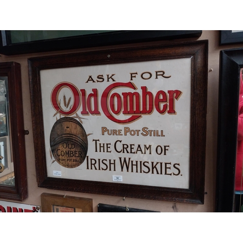 50 - Ask for Old Comber Cream of Irish Whiskey framed advertising print. {54 cm H x 66 cm W}.