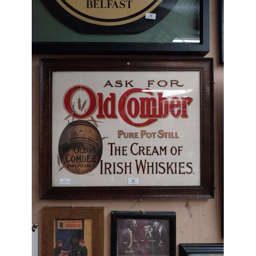 50 - Ask for Old Comber Cream of Irish Whiskey framed advertising print. {54 cm H x 66 cm W}.