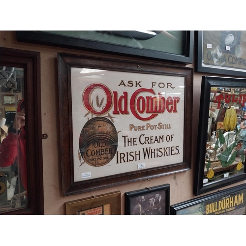 50 - Ask for Old Comber Cream of Irish Whiskey framed advertising print. {54 cm H x 66 cm W}.