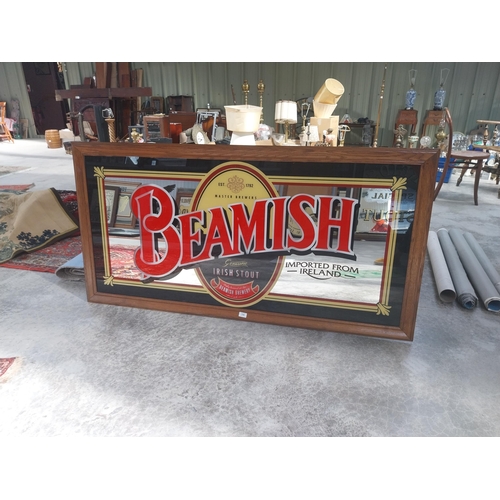 516 - 20th C. Beamish Irish Stout framed advertising mirror {84 cm H x 162 cm W}.