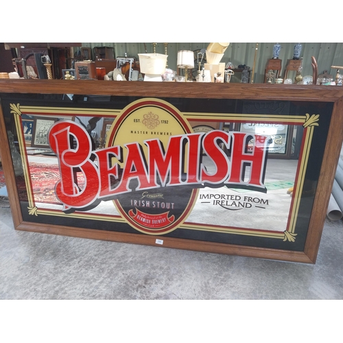 516 - 20th C. Beamish Irish Stout framed advertising mirror {84 cm H x 162 cm W}.