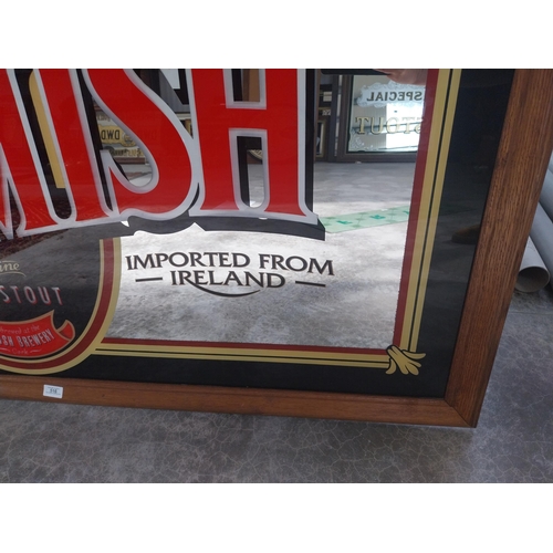 516 - 20th C. Beamish Irish Stout framed advertising mirror {84 cm H x 162 cm W}.