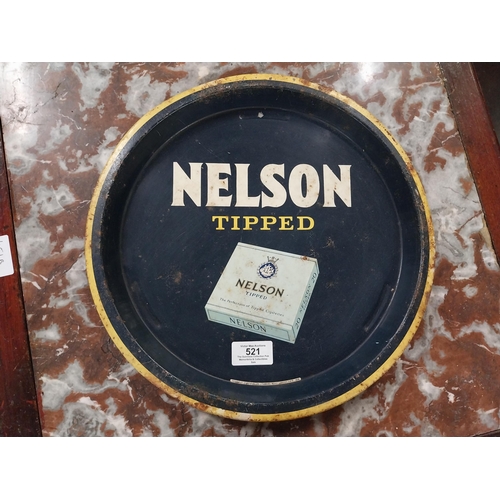 521 - Nelson Tipped Cigarettes tin plate advertising tray. {23 cm Dia.}.