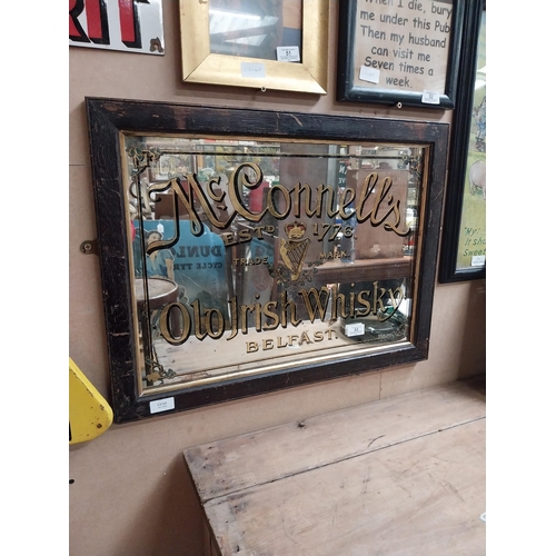 53 - McConnell's Old Irish Whisky Belfast framed advertising mirror. {43 cm H x 64 cm  W}.