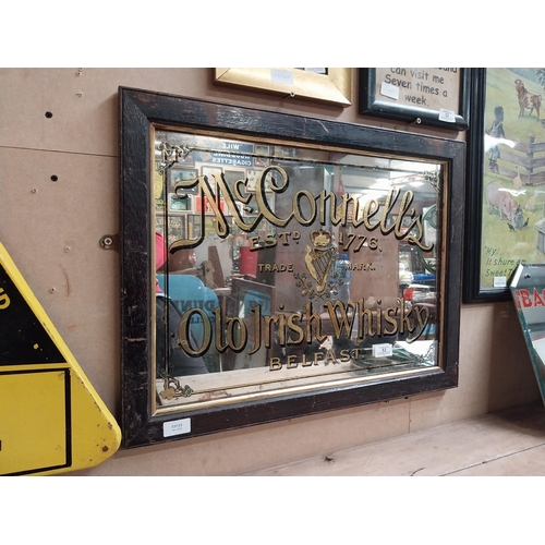 53 - McConnell's Old Irish Whisky Belfast framed advertising mirror. {43 cm H x 64 cm  W}.