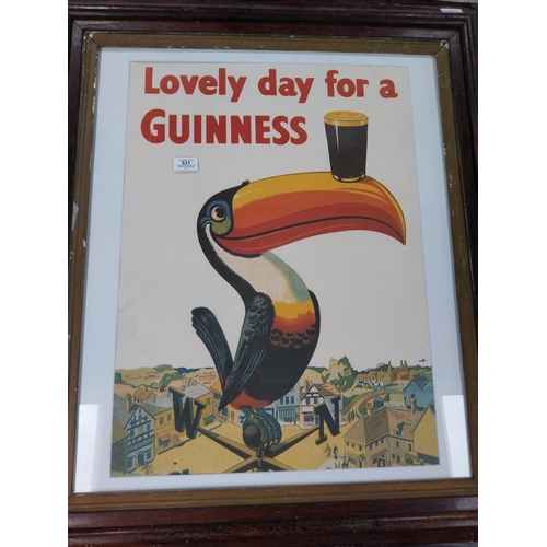 531 - Framed Lovely Day for a Guinness Toucan advertising print. {92 cm H  x72 cm W}.