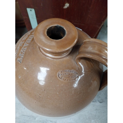 533 - James Gearty Wine and Spirit Merchant Longford three gallon stoneware flagon. {40 cm H x 26 cm Dia.}... 