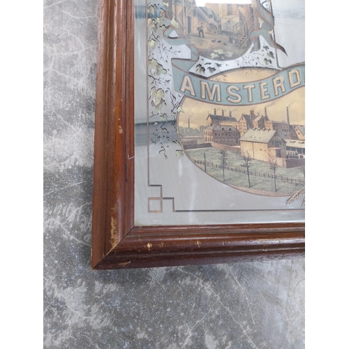 536 - Framed Heineken Lager Amsterdam Rotterdam advertising mirror. {45 cm H x 65 cm W}.