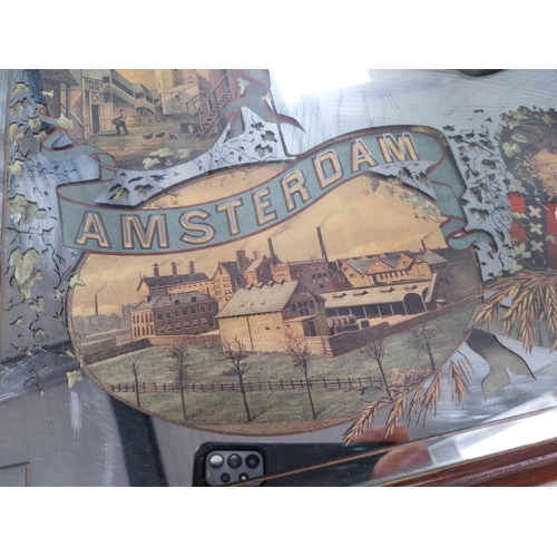 536 - Framed Heineken Lager Amsterdam Rotterdam advertising mirror. {45 cm H x 65 cm W}.