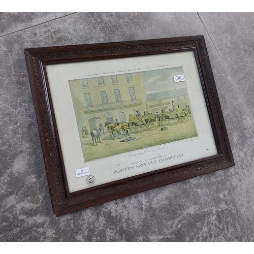 537 - Player's Navy Cut Cigarettes advertising showcard in original stamped frame.{45 cm H x 58 cm W}.