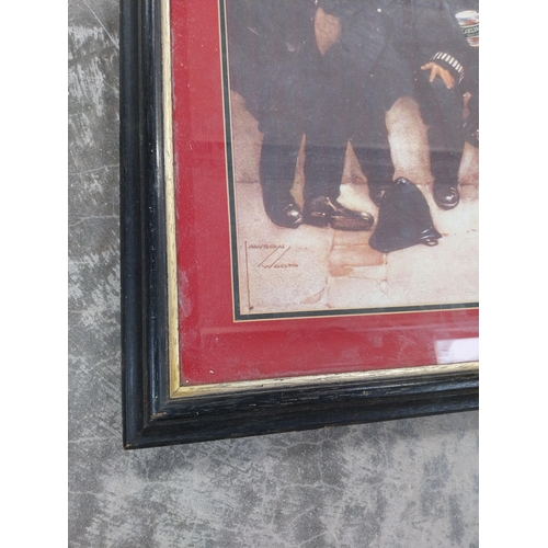 538 - Framed Carling Black Label advertising print. {52 cm H x 94 cm W}.