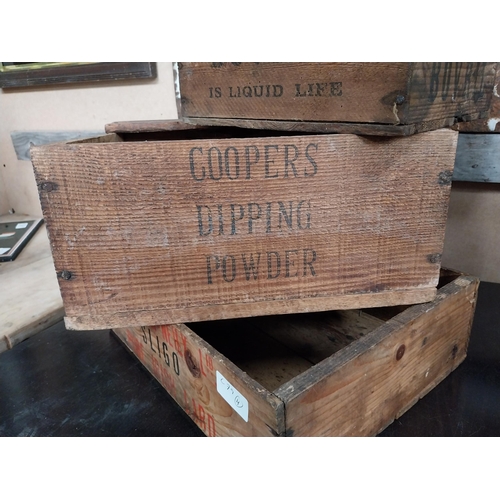 540 - Three wooden advertising crates - Cook and McNeily Ltd Sligo, Cooks Dipping Powder and Bovril. {10 c... 