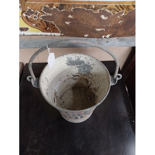 542 - 1940's galvanised Fire bucket. {29 cm H x 27 cm Dia.}.