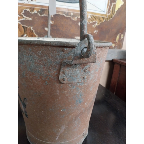 542 - 1940's galvanised Fire bucket. {29 cm H x 27 cm Dia.}.