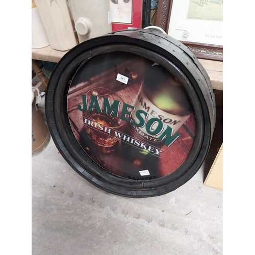 543 - Jameson Irish Whiskey barrel top light up advertising sign. {60 cm Dia.}.