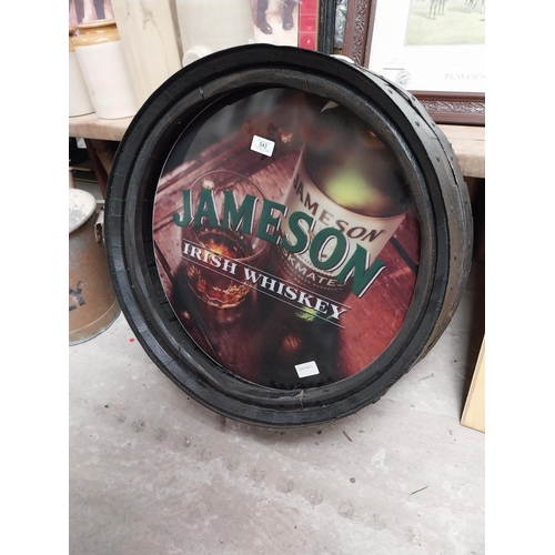 543 - Jameson Irish Whiskey barrel top light up advertising sign. {60 cm Dia.}.