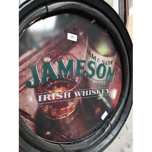 543 - Jameson Irish Whiskey barrel top light up advertising sign. {60 cm Dia.}.