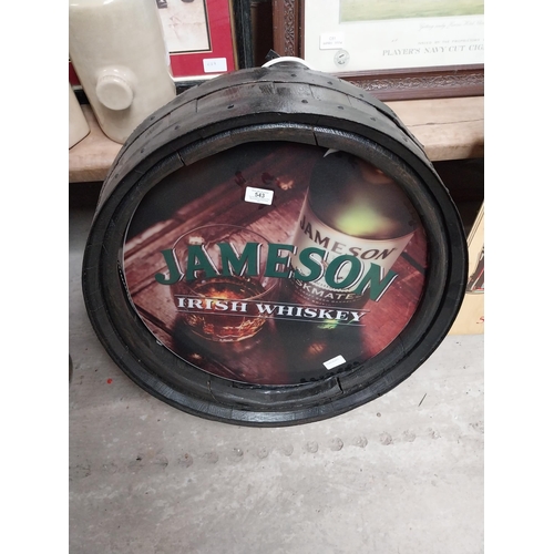 543 - Jameson Irish Whiskey barrel top light up advertising sign. {60 cm Dia.}.