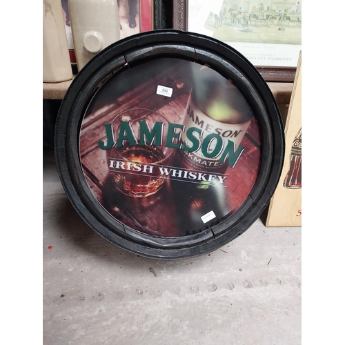 543 - Jameson Irish Whiskey barrel top light up advertising sign. {60 cm Dia.}.