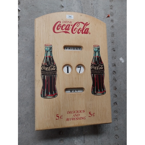 544 - Coca Cola wooden wall calendar 5c Delicious and Refreshing. {61 cm H x 40 cm W}.