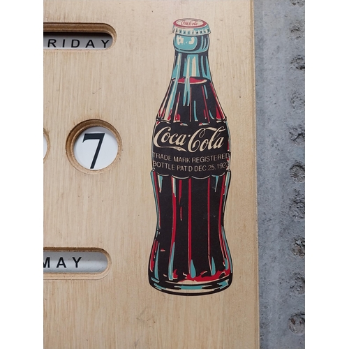 544 - Coca Cola wooden wall calendar 5c Delicious and Refreshing. {61 cm H x 40 cm W}.