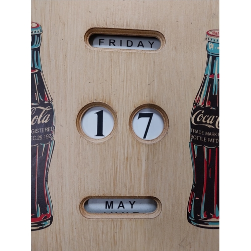 544 - Coca Cola wooden wall calendar 5c Delicious and Refreshing. {61 cm H x 40 cm W}.