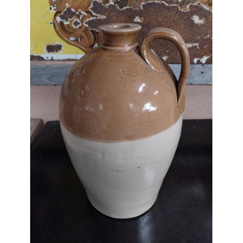 546 - M and T Clarke Longford two gallon stoneware flagon. {38 cm H x 20 cm Dia.}.