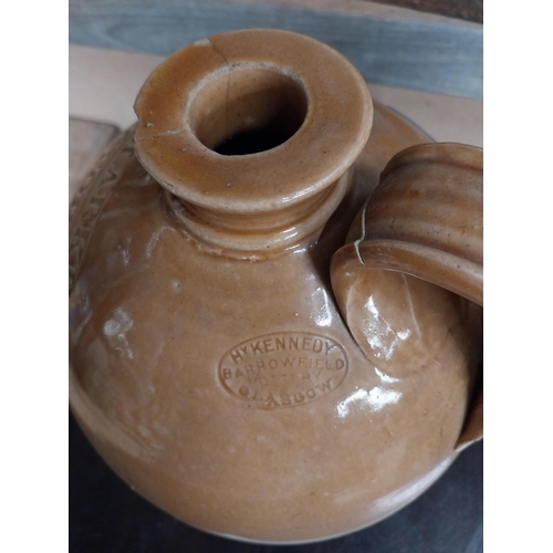 546 - M and T Clarke Longford two gallon stoneware flagon. {38 cm H x 20 cm Dia.}.