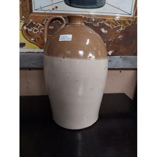 546 - M and T Clarke Longford two gallon stoneware flagon. {38 cm H x 20 cm Dia.}.