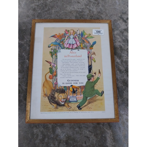 549 - Framed Alice in Posterland Guinness is Good for You advertising print. PART OF THE DAVID HUGHES COLL... 