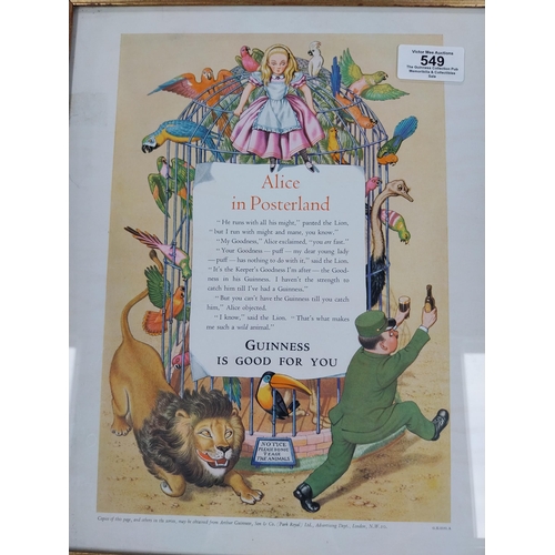 549 - Framed Alice in Posterland Guinness is Good for You advertising print. PART OF THE DAVID HUGHES COLL... 