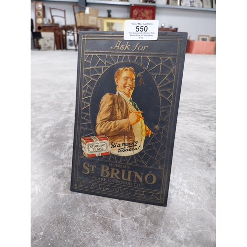 550 - Ask for St Bruno Flake tin plate counter advertising display. {20 cm H x 13 cm W}.