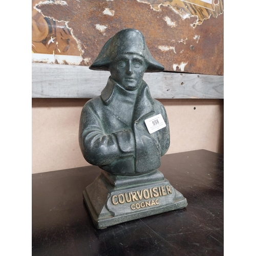 558 - Courvoisier Cognac Ruberoid advertising figure. {27 cm H x 16 cm W x 9 cm D}.