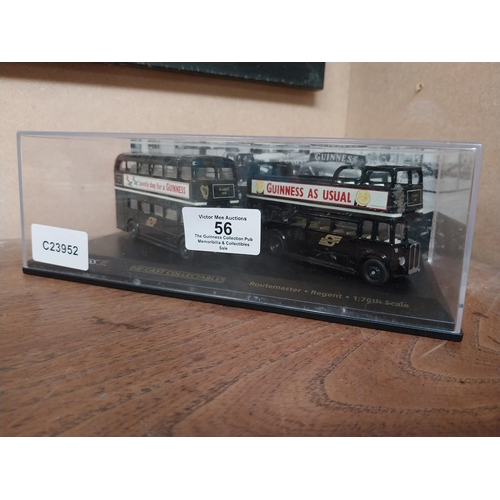 56 - Two  Guinness advertising open top bus and double decker bus in original case. {8 cm H x 23 cm W x 1... 