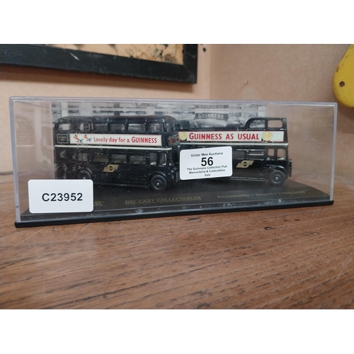 56 - Two  Guinness advertising open top bus and double decker bus in original case. {8 cm H x 23 cm W x 1... 