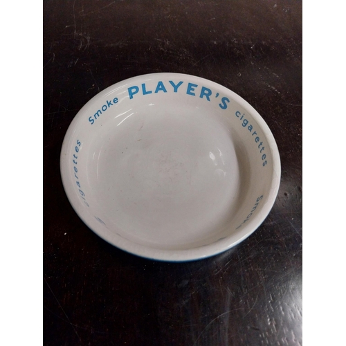 560 - Power's Gold Label Whiskey Wade ceramic ashtray . {3 cm H x 15 cm Dia.} And Player's ceramic ashtray... 