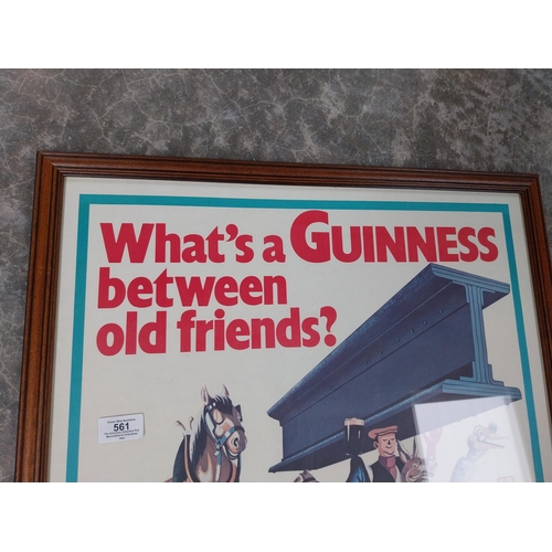 561 - Framed What's A Guinness Between Old Friends advertising print. {80 cm H x 55 cm W}.