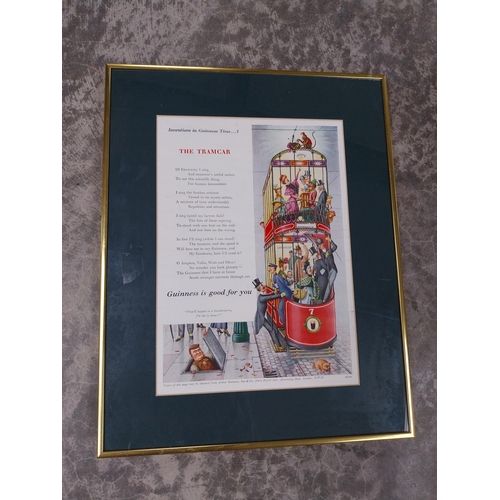 566 - Four framed Guinness Prints - Horseless Carriage, The Tramcar, Guinness Coronation. {45 cm H x 48 cm... 