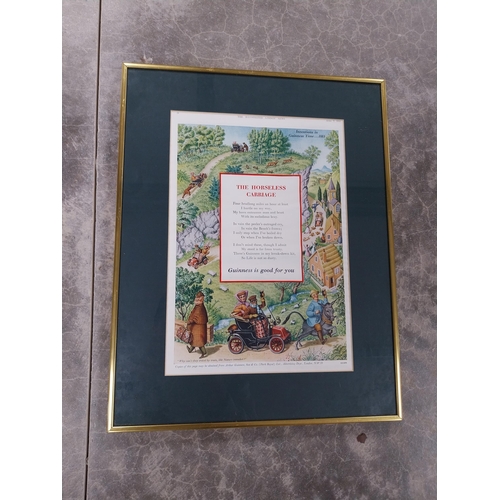 566 - Four framed Guinness Prints - Horseless Carriage, The Tramcar, Guinness Coronation. {45 cm H x 48 cm... 